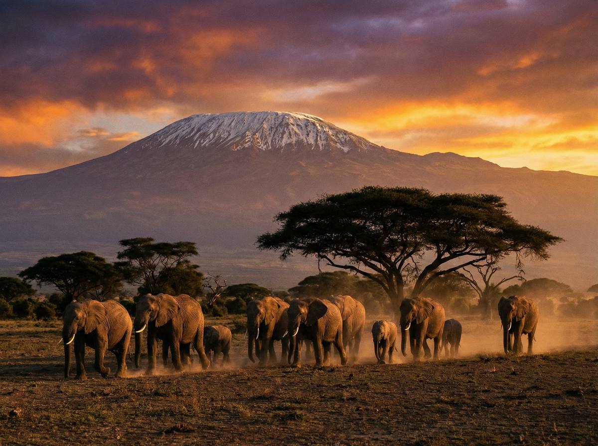 老司机非洲动物视频 - 肯尼亚大象迁徙壮观场面